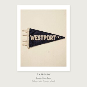 Westport Surf Pennant unframed 8 by 10 inch print on enhanced matte paper, shown with its white paper border.