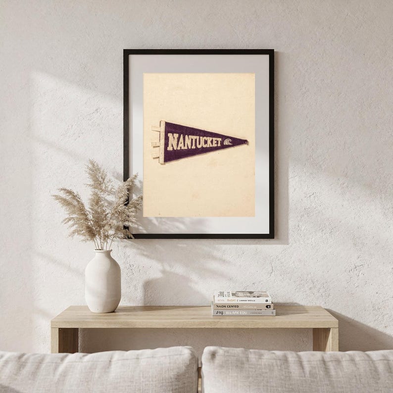 Nantucket, Massachusetts Surf Pennant Print | Vintage Felt Pennant Art | Beach House Decor | Retro Surf Wall Art | Printable Digital Downloa image 5