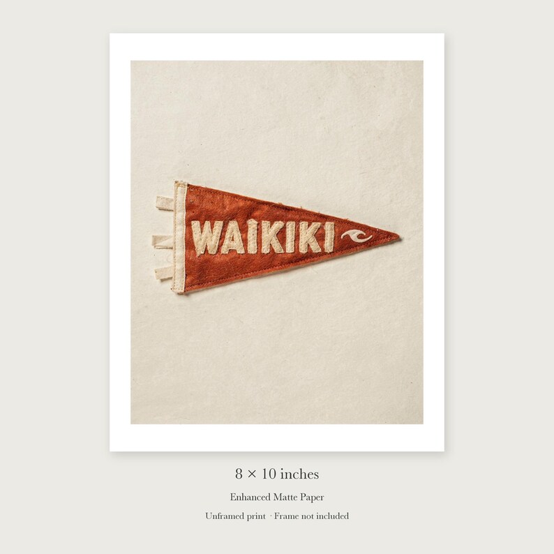 Waikiki Surf Pennant Art Print, Framed or Unframed Coastal Poster image 7