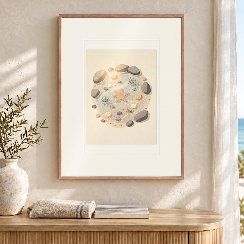 Lámina decorativa infantil con diseño de poza de marea, póster para habitación infantil con temática costera, enmarcado o sin enmarcar. imagen 12