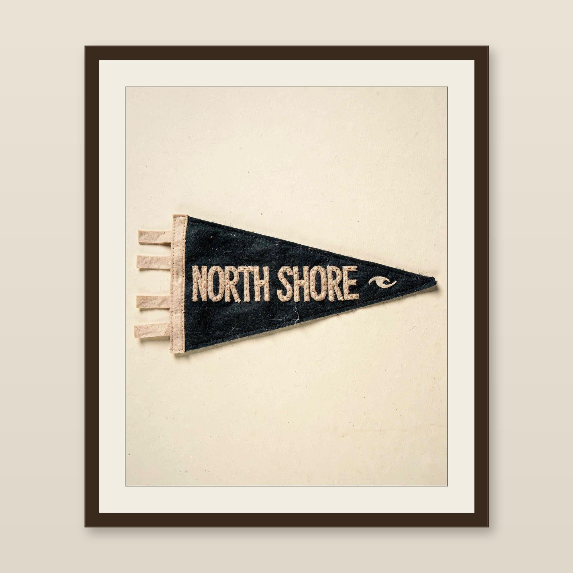 North Shore, Oahu, Hawaii Surf Pennant Print | Vintage Felt Pennant Art | Beach House Decor | Retro Surf Wall Art | Printable Digital Downlo