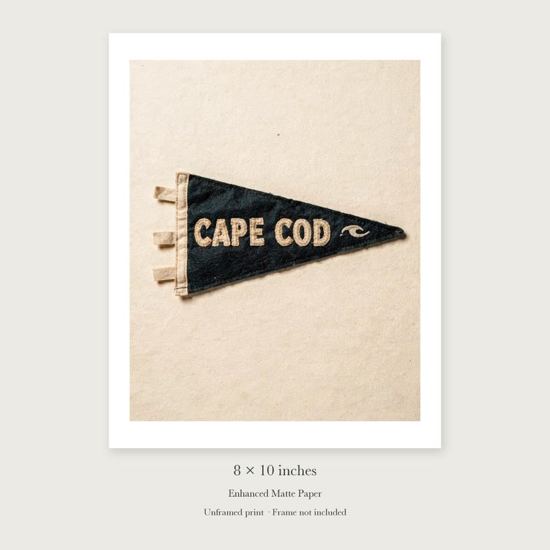 Cape Cod Surf Pennant Art Print, Framed or Unframed Coastal Poster image 7