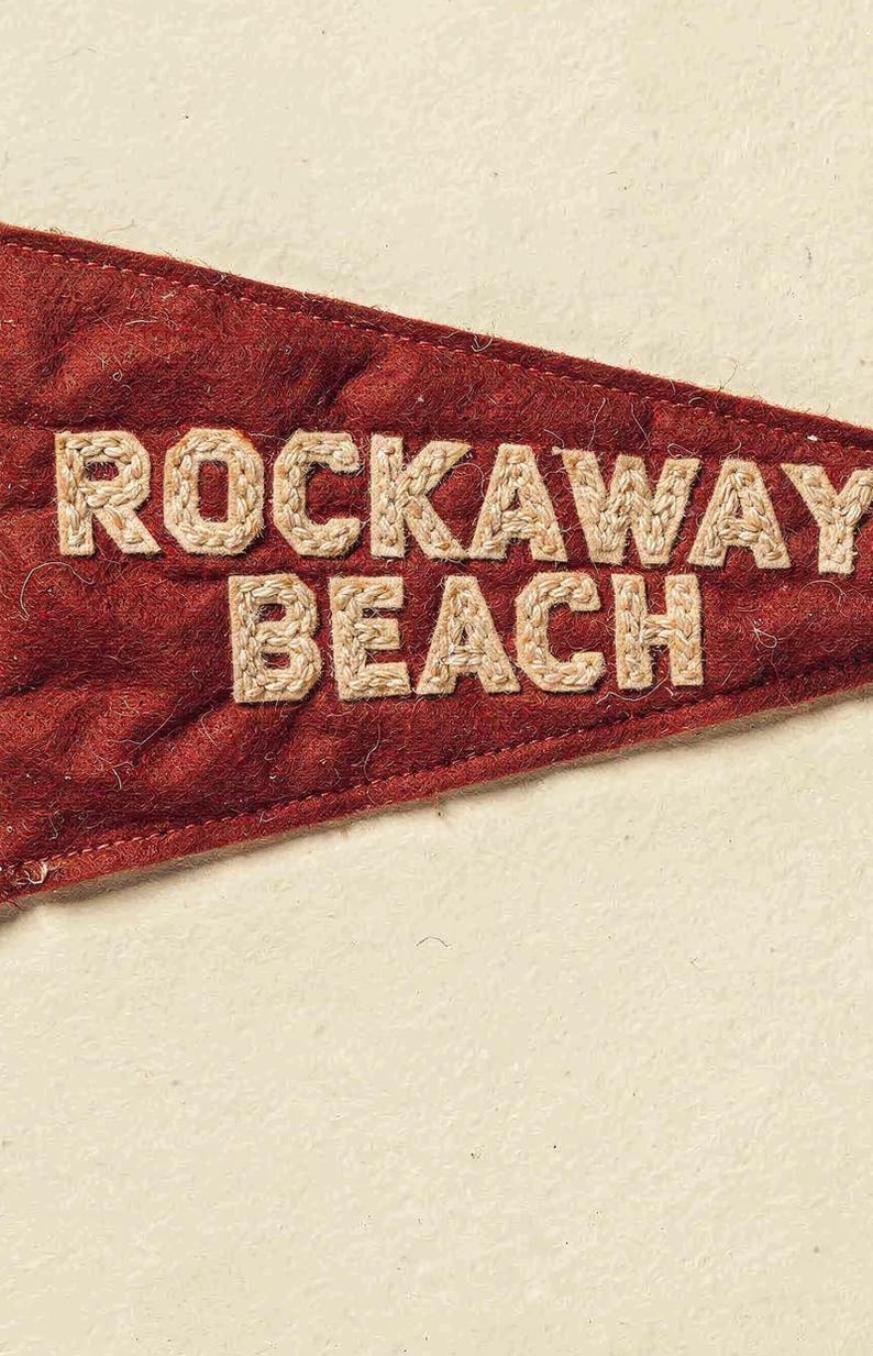 Rockaway Beach, New York Surf Pennant Print | Vintage Felt Pennant Art | Beach House Decor | Retro Surf Wall Art | Printable Digital Downloa image 4