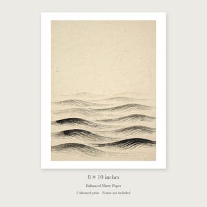 Layered Waves Ink Style unframed 8 by 10 inch print on enhanced matte paper, shown with its white paper border.