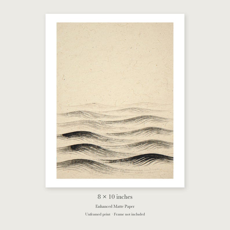 Layered Waves Ink Style unframed 8 by 10 inch print on enhanced matte paper, shown with its white paper border.