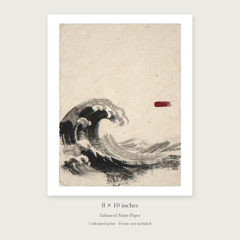Wave Ink Style unframed 8 by 10 inch print on enhanced matte paper, shown with its white paper border.
