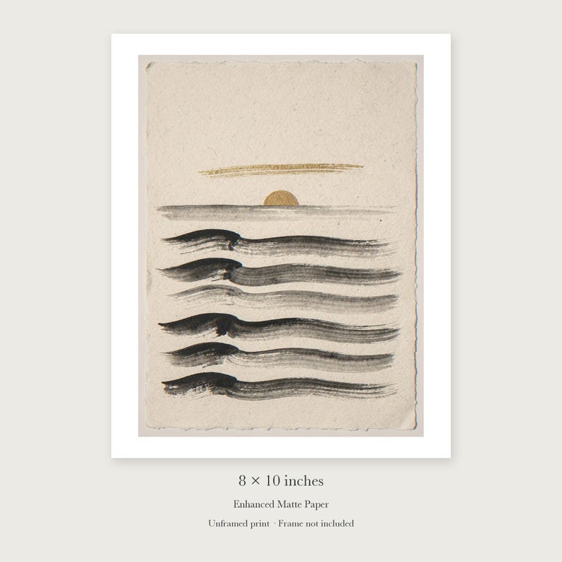 Layered Waves Ink Style unframed 8 by 10 inch print on enhanced matte paper, shown with its white paper border.