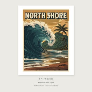 North Shore Surf unframed 8 by 10 inch print on enhanced matte paper, shown with its white paper border.