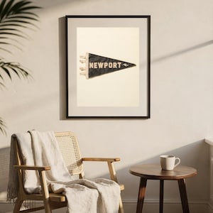 Newport, Rhode Island Surf Pennant Print | Vintage Felt Pennant Art | Beach House Decor | Retro Surf Wall Art | Printable Digital Download image 7