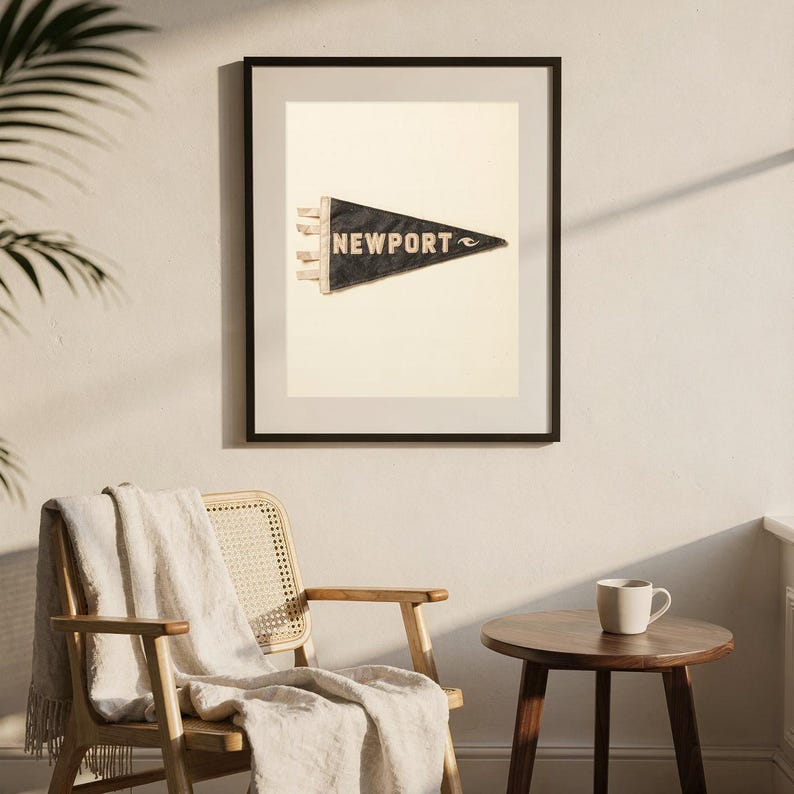 Newport, Rhode Island Surf Pennant Print | Vintage Felt Pennant Art | Beach House Decor | Retro Surf Wall Art | Printable Digital Download image 7
