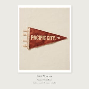 Pacific City Surf Pennant unframed 16 by 20 inch print on enhanced matte paper, shown with its white paper border.