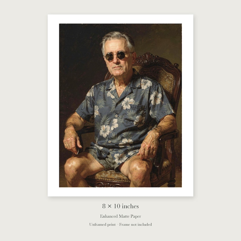 Franklin D. Roosevelt Surfer unframed 8 by 10 inch print on enhanced matte paper, shown with its white paper border.