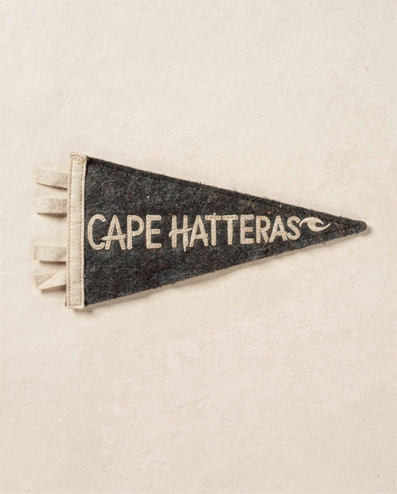 Cape Hatteras, North Carolina Surf Pennant Print | Vintage Felt Pennant Art | Beach House Decor | Retro Surf Wall Art | Printable Digital Do image 2