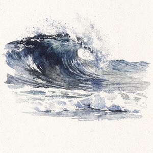 Rolling Break Wave Watercolor full artwork and composition, shown flat without a room setting.