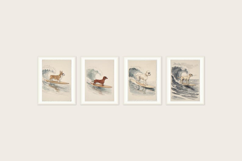 Surfing Dogs Gallery Wall Bundle - print arrangement view 2