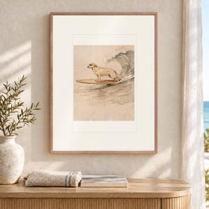 Yellow Labrador Surfing Art Print, Framed or Unframed Watercolor Style Dog Poster image 12