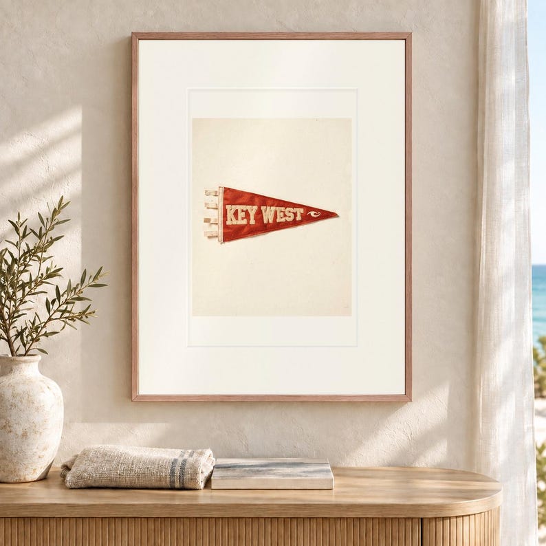 Key West Surf Pennant Art Print, Framed or Unframed Coastal Poster image 12