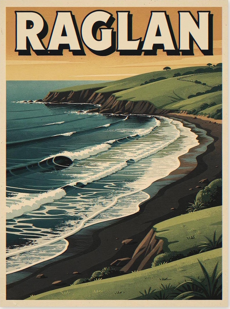 Raglan New Zealand Surf Poster