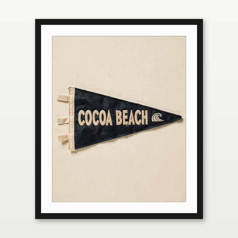 Cocoa Beach, Florida Surf Pennant Print | Vintage Felt Pennant Art | Beach House Decor | Retro Surf Wall Art | Printable Digital Download image 3