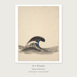 Curling Wave Ink Style unframed 16 by 20 inch print on enhanced matte paper, shown with its white paper border.
