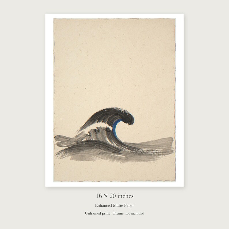 Curling Wave Ink Style unframed 16 by 20 inch print on enhanced matte paper, shown with its white paper border.