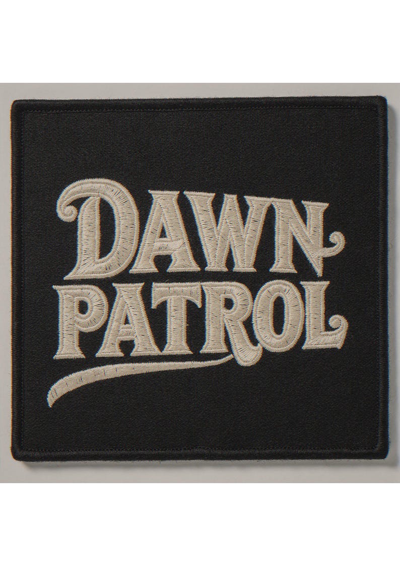 Dawn Patrol embroidered-style patch unframed printed artwork and full composition with its paper border.