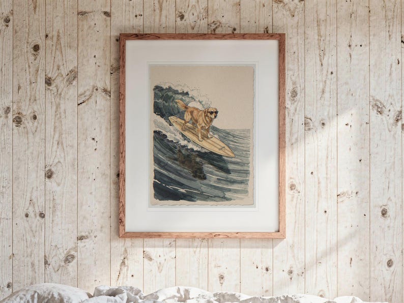 Golden Retriever Surfing Print
