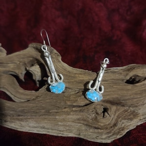 SW72 -Dangle Earrings, Sterling Silver and Natural Turquoise, Sleeping Beauty mine