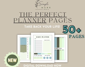 Blue Green ADHD Complete Daily Planner and Home Organizer for iPad Digital or Printable