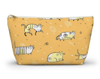 Yellow Funny Cats Accessory Pouch/Pencil Case w/bottom