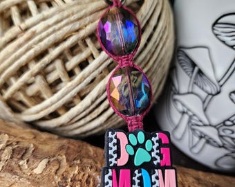 Llavero para mamás perrunas, llavero con huella de pata, regalo para amantes de los perros, llavero para mascotas, llavero con cuentas, regalo para mascotas