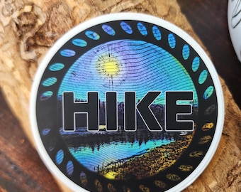Hiking Sticker, Hiking Vinyl Decal, Trail Life Design, Outdoor Adventure Gift, Water Bottle Sticker