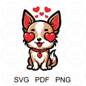 Chihuahua Love SVG, Valentine&#39;s Day, Heart, Digital Download, Cut File, Cricut, Silhouette studio, Sublimation design, DTF design, Vector