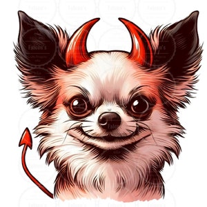 Halloween Dog PNG, Chihuahua PNG, Devil Dog, Chihuahua dog, Sublimation design, DTF design.