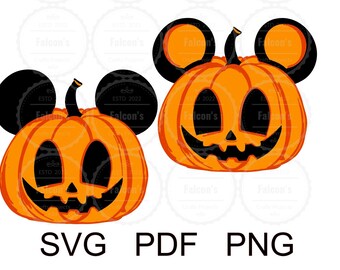 Halloween Pumpkin with Mouse Ears SVG, Layered PNG PDF Vector