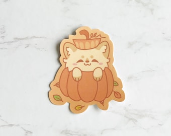 Pumpkin Cat Vinyl Sticker | Cute Pumpkin Cat Sticker | Cat Sticker | Pumpkin Sticker
