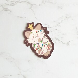 Cat in Christmas Lights Matte Vinyl Sticker | Christmas Sticker | Cute Cat Sticker | Cat Sticker