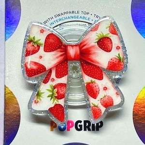 Strawberry bow| Phone Grip | Kindle Grip | Bookish | Acrylic/Resin |