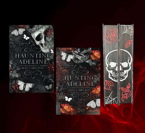 Haunting Adeline | Design #1 (cat and mouse duet) | Custom Edges | Stenciled Edges | Sprayed Edges