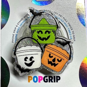 Ghost, Witch, Pumpkin Happy Meal Bucket | Phone Grip | Kindle Grip | Bookish | Acrylic/Resin |