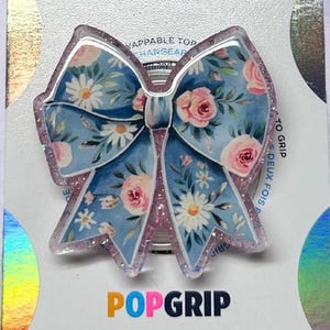 Coquette rose blue bow | Phone Grip | Kindle Grip | Bookish | Acrylic/Resin |