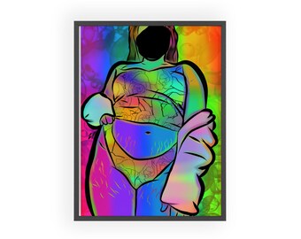Impression d'art maximaliste positive pour le corps | Affiches avec cadre en bois