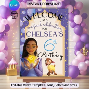 Signo de cumpleaños de deseo editable 8x10, cartel de cumpleaños de deseo, cartel de deseo, cumpleaños de deseo, signo de deseo, descarga digital