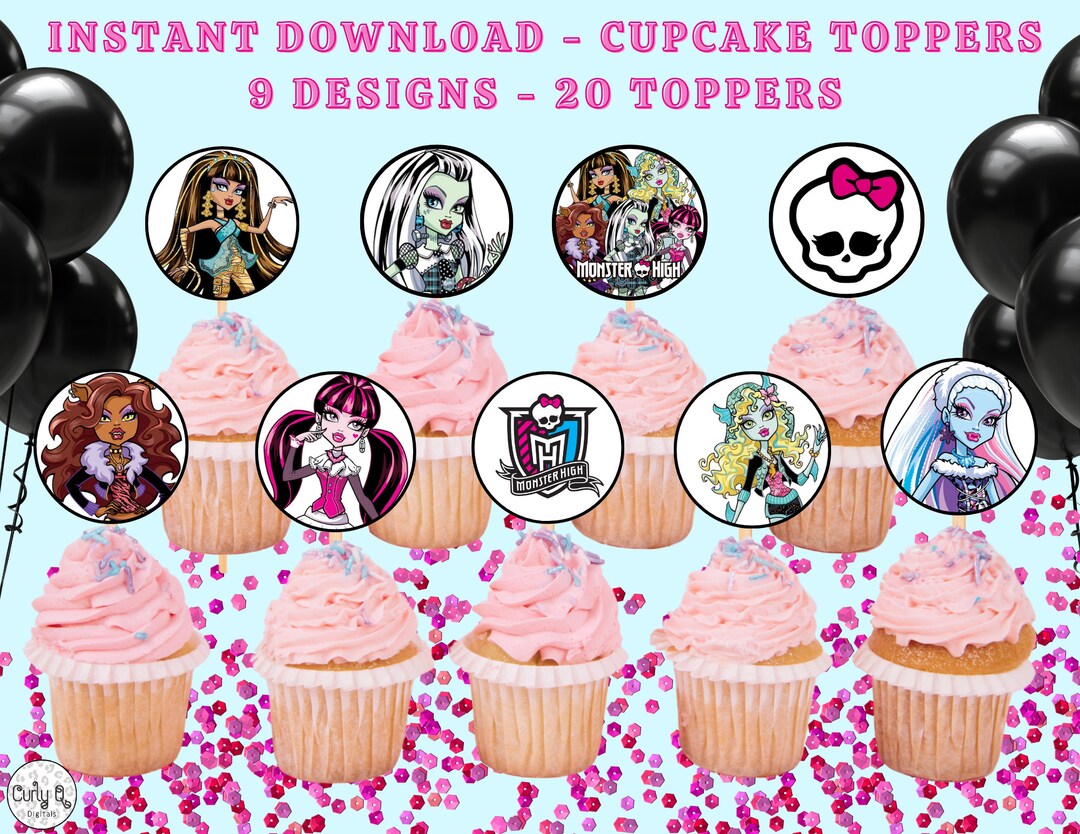 Monster High Cupcake Topper, Monster Printable Cupcake Topper, Monster High Labels, Monster ...