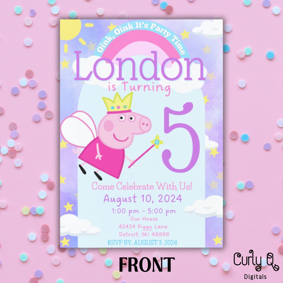 Editable Peppa Pig Invitation, Peppa Pig Birthday, Peppa Pig Fairy ...