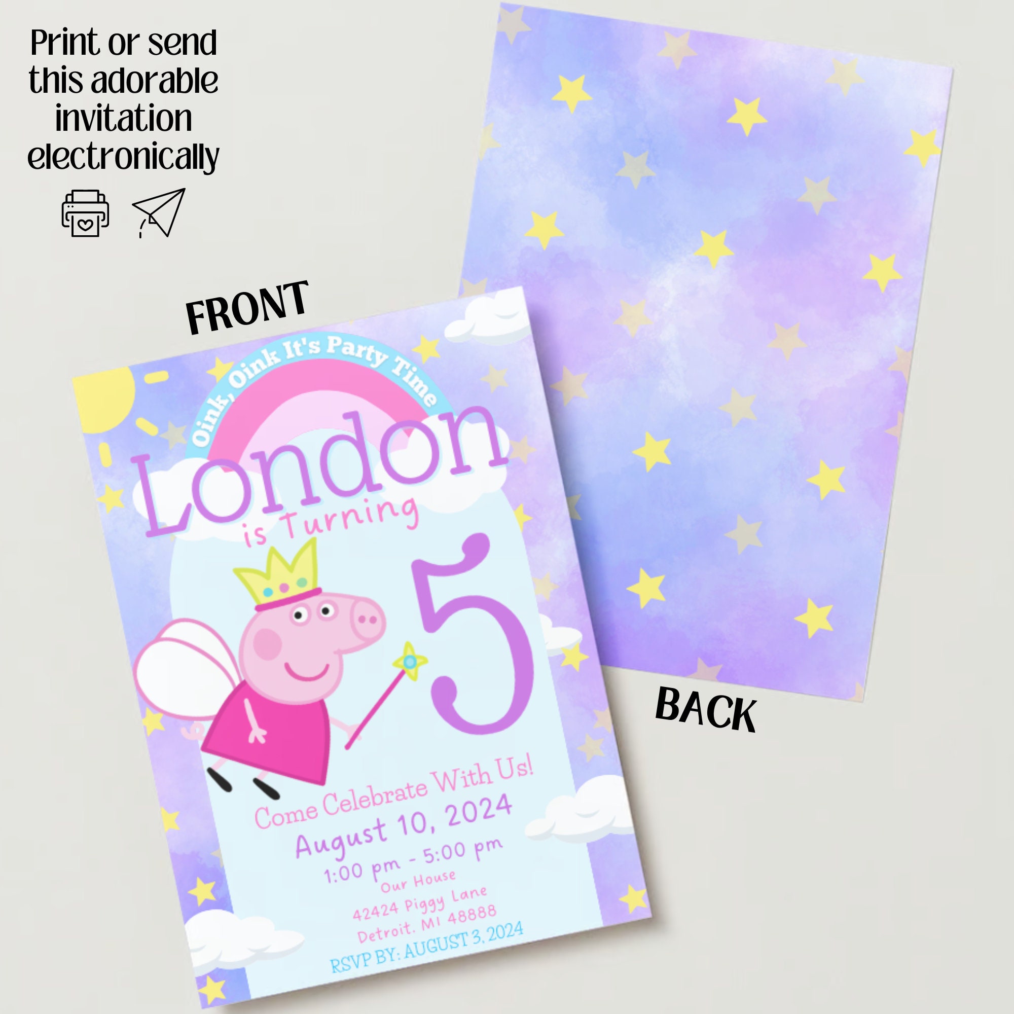 Editable Peppa Pig Invitation, Peppa Pig Birthday, Peppa Pig Fairy ...