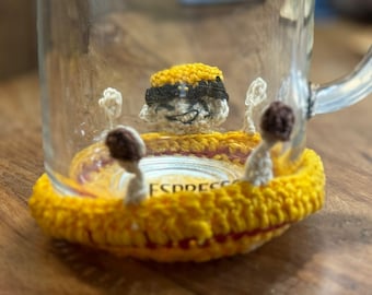 Anime Inspired Crochet Coaster –  Kawaii Coffee Coaster, Handmade Mug Rug