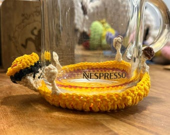 Anime Inspired Crochet Coaster –  Kawaii Coffee Coaster, Handmade Mug Rug