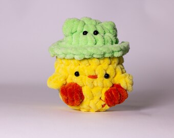 Chick with frog shaped hat keychain, based on Spirited away movie