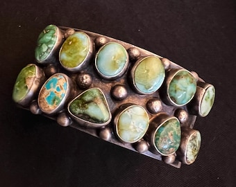 Bobby Johnson Navajo Sterling Silber und Sonora Gold Türkis Armreif